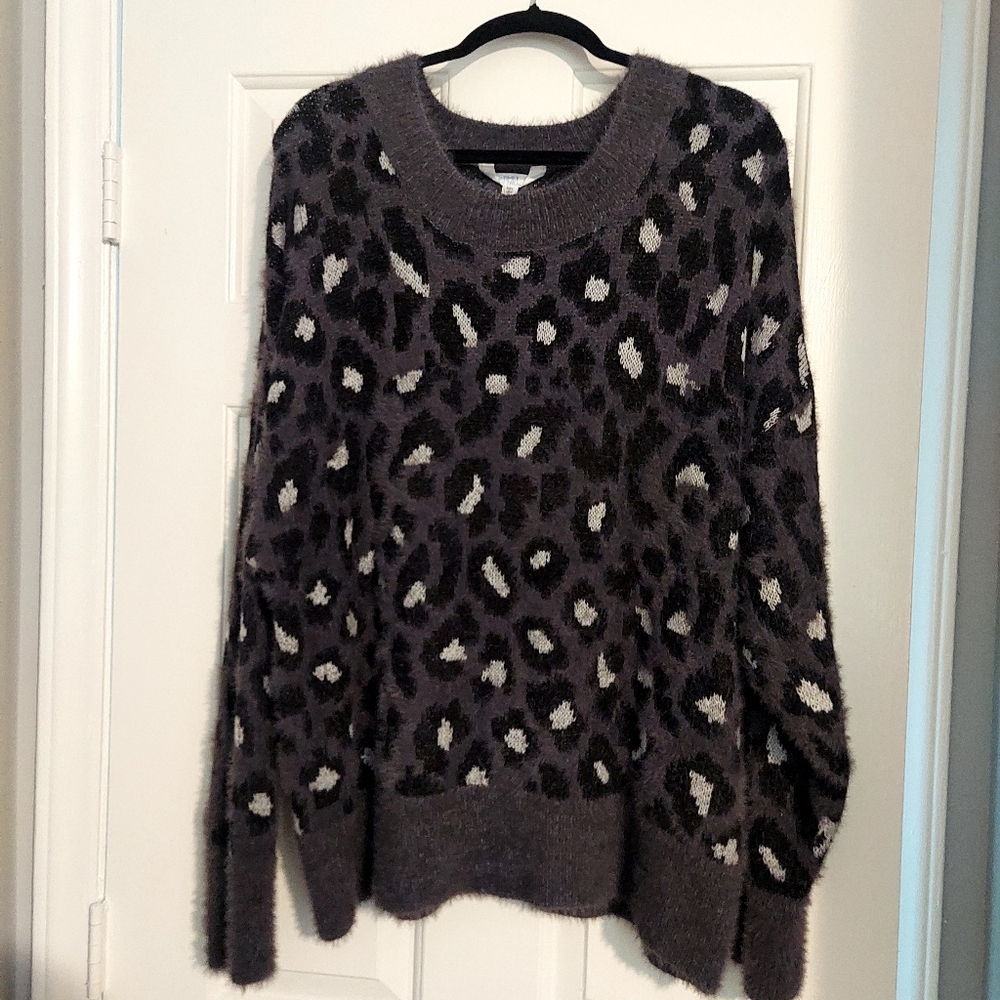 Time and Tru Charcoal Animal Print Sweater